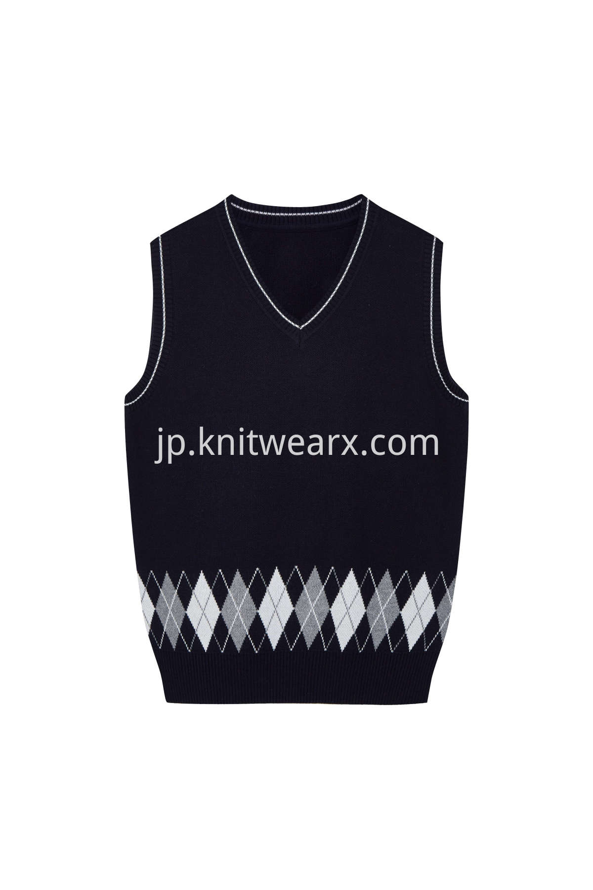 Kids's Sweater Jarquard Argyle Vest Cotton V-Neck School Uniform Pullover Top